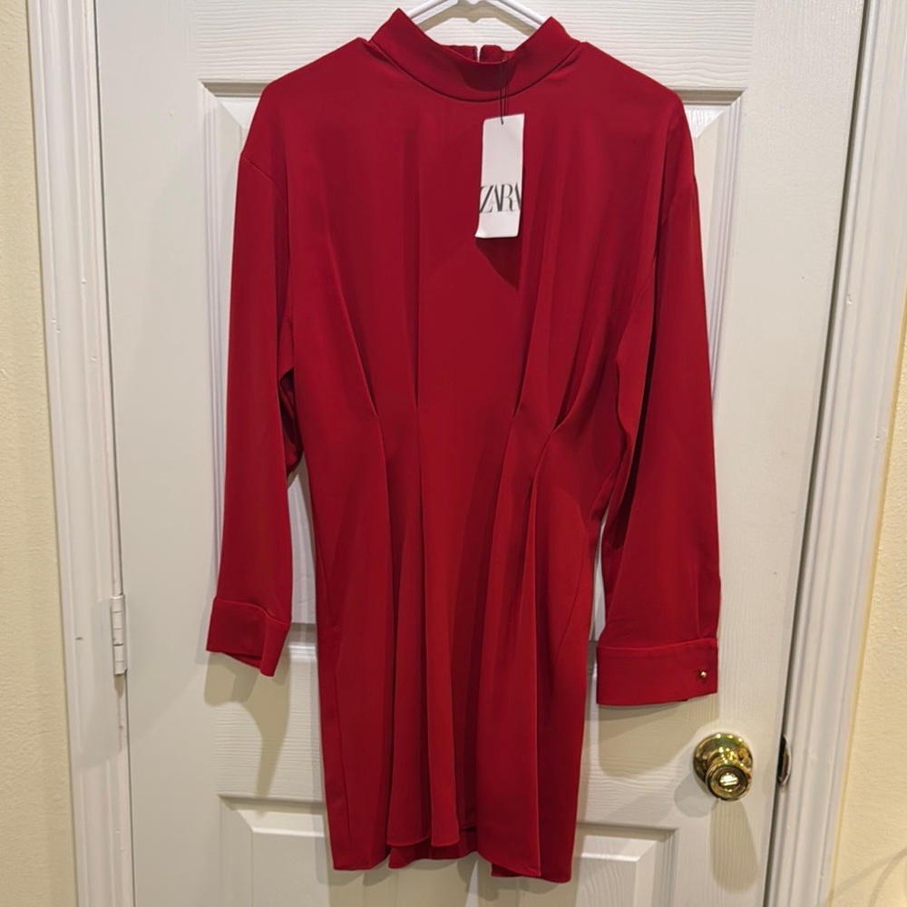 Zara Red Long Sleeve Dress
